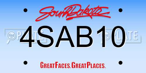 4SAB10 South Dakota License Plate