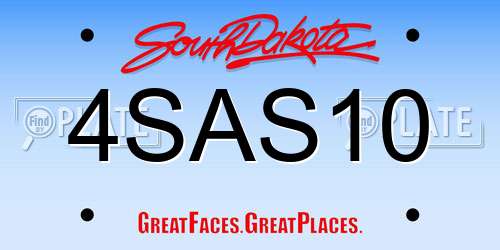 4SAS10 South Dakota License Plate