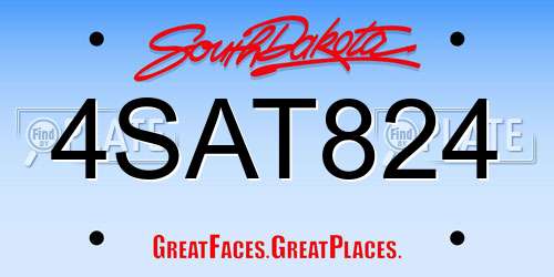 4SAT824 South Dakota License Plate