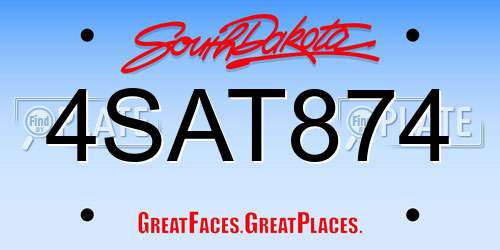4SAT874 South Dakota License Plate
