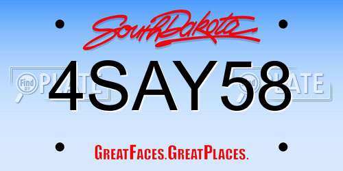 4SAY58 South Dakota License Plate