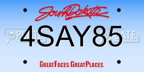 4SAY85 South Dakota License Plate