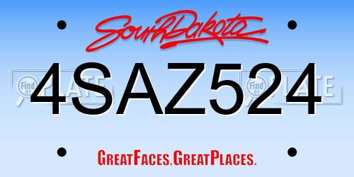 4SAZ524 South Dakota License Plate