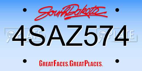 4SAZ574 South Dakota License Plate