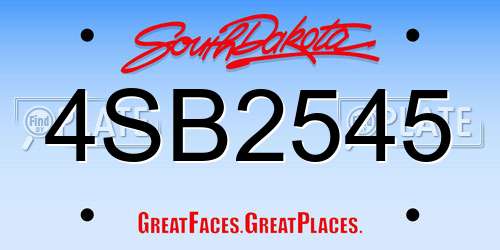 4SB2545 South Dakota License Plate