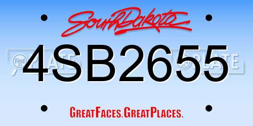 4SB2655 South Dakota License Plate