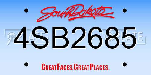 4SB2685 South Dakota License Plate
