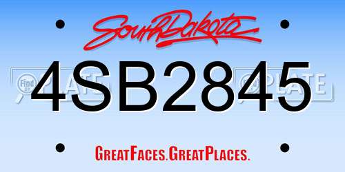 4SB2845 South Dakota License Plate
