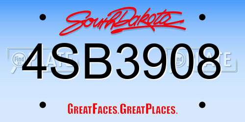 4SB3908 South Dakota License Plate