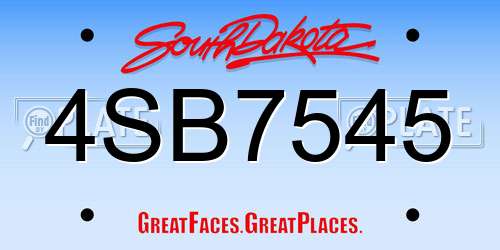 4SB7545 South Dakota License Plate