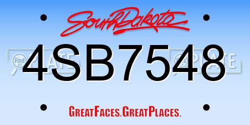 4SB7548 South Dakota License Plate