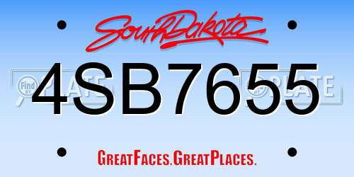 4SB7655 South Dakota License Plate