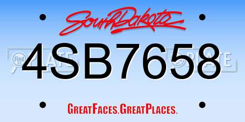 4SB7658 South Dakota License Plate