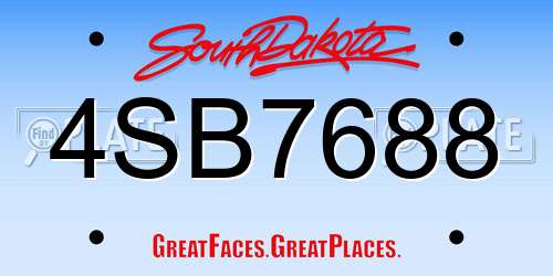 4SB7688 South Dakota License Plate