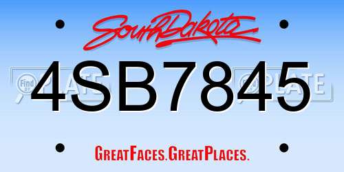 4SB7845 South Dakota License Plate