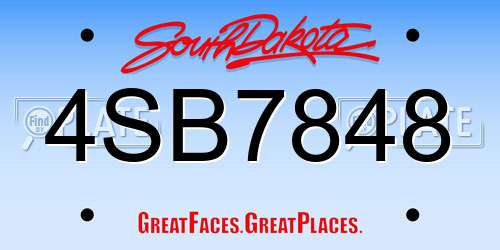 4SB7848 South Dakota License Plate