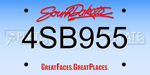 4SB955 South Dakota License Plate