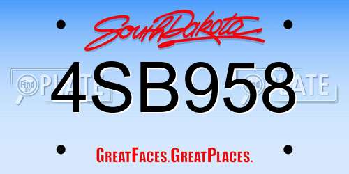 4SB958 South Dakota License Plate