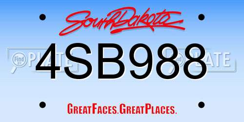 4SB988 South Dakota License Plate