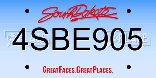 4SBE905 South Dakota License Plate