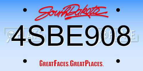 4SBE908 South Dakota License Plate
