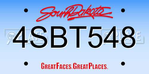 4SBT548 South Dakota License Plate