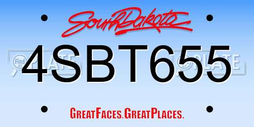 4SBT655 South Dakota License Plate