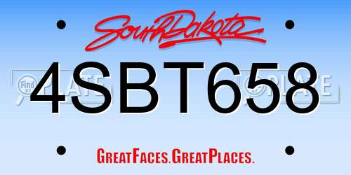 4SBT658 South Dakota License Plate