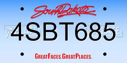 4SBT685 South Dakota License Plate