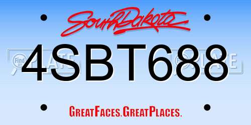 4SBT688 South Dakota License Plate