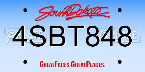 4SBT848 South Dakota License Plate