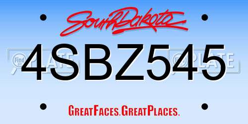 4SBZ545 South Dakota License Plate