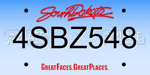 4SBZ548 South Dakota License Plate