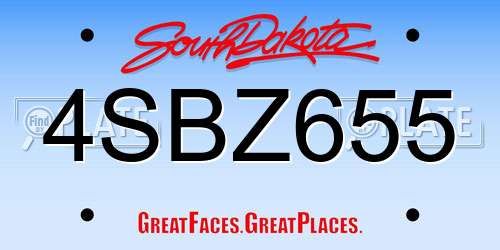 4SBZ655 South Dakota License Plate