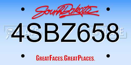 4SBZ658 South Dakota License Plate