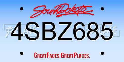 4SBZ685 South Dakota License Plate