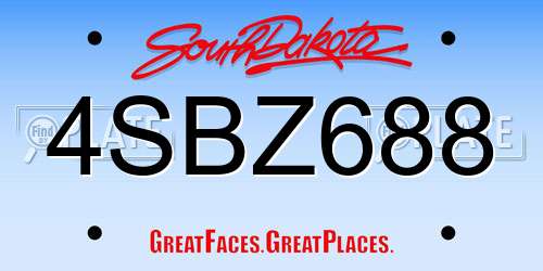 4SBZ688 South Dakota License Plate
