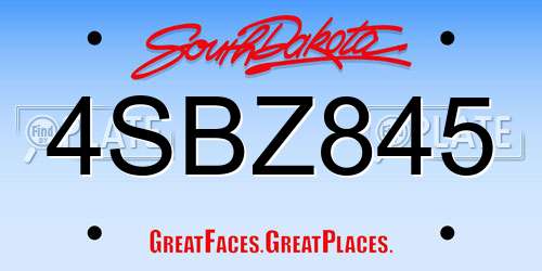 4SBZ845 South Dakota License Plate