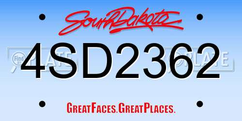 4SD2362 South Dakota License Plate