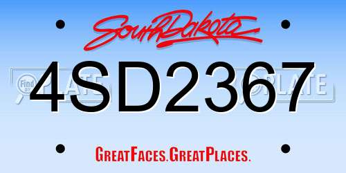 4SD2367 South Dakota License Plate