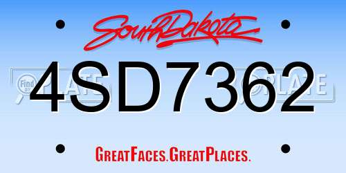4SD7362 South Dakota License Plate