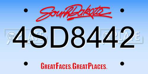 4SD8442 South Dakota License Plate