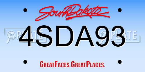 4SDA93 South Dakota License Plate