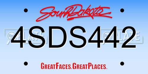 4SDS442 South Dakota License Plate