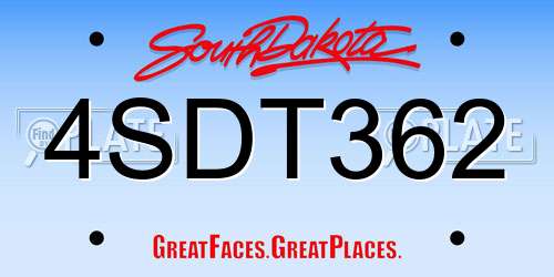 4SDT362 South Dakota License Plate