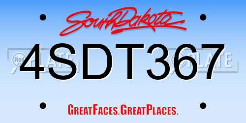 4SDT367 South Dakota License Plate