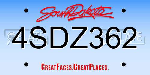 4SDZ362 South Dakota License Plate