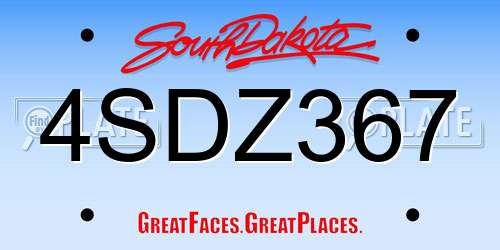 4SDZ367 South Dakota License Plate