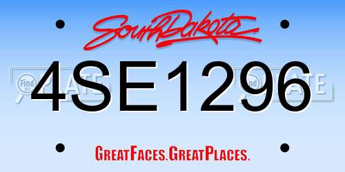 4SE1296 South Dakota License Plate