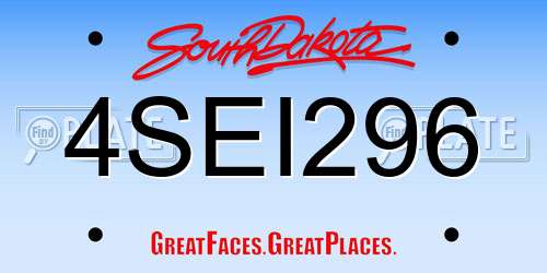 4SEI296 South Dakota License Plate